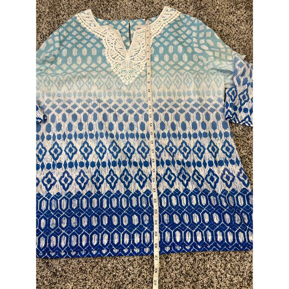 🌟3 for $35🌟 Alfred Dunner Women's Neptune Beach Ombre Diamond Print Tunic Top, M - Picture 6 of 8